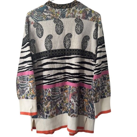 Anthropologie BRICOLAGE Cardigan Women's XXS Animal Print Paisley Open Kimono - Picture 4 of 8